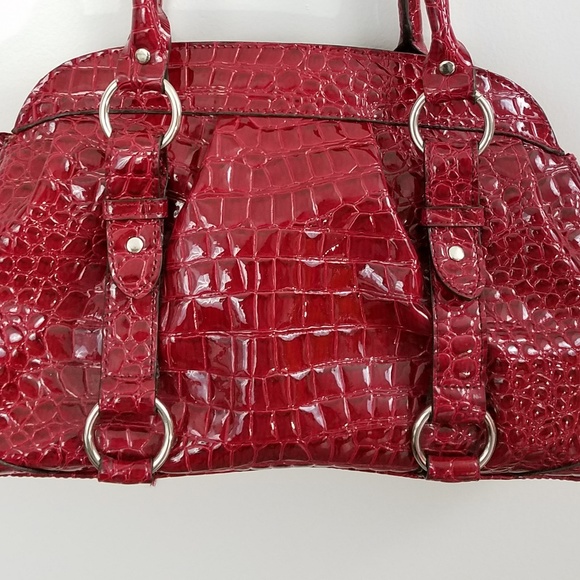 NY & COMPANY  Red Vinyl Alligator Satchel Purse - Picture 3 of 8